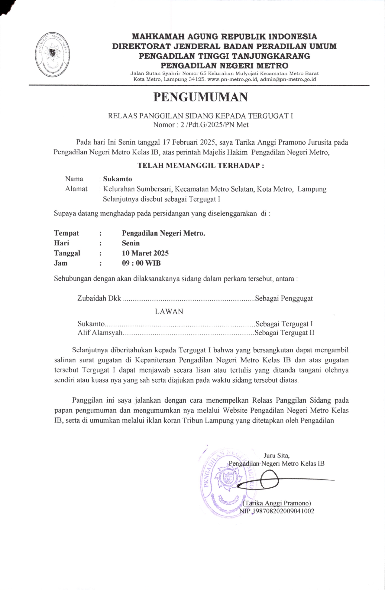 SUKAMTO 2PDTG220252