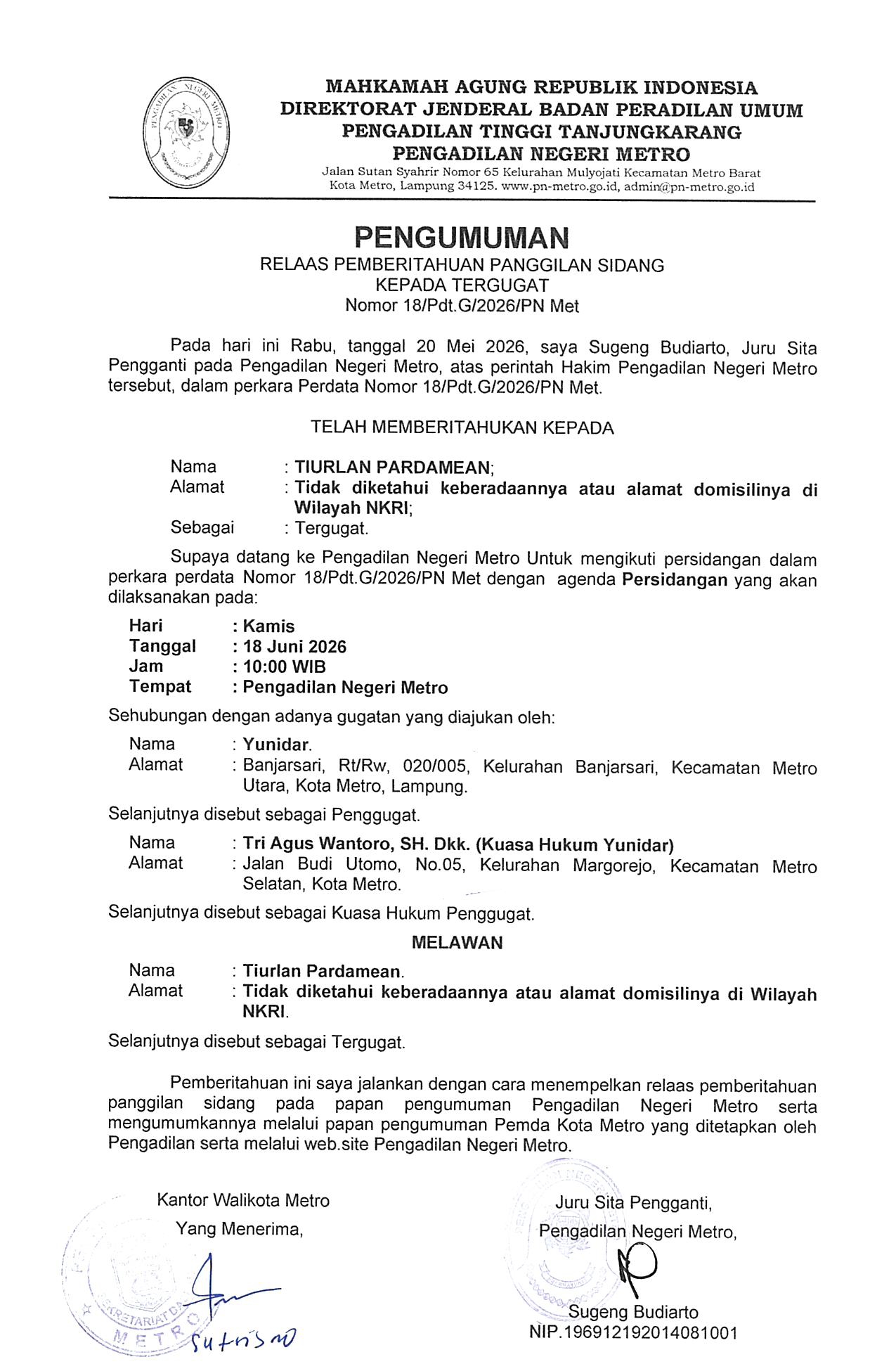 Relaas Panggilan Sidang Kedua No.18 pages to jpg 0001
